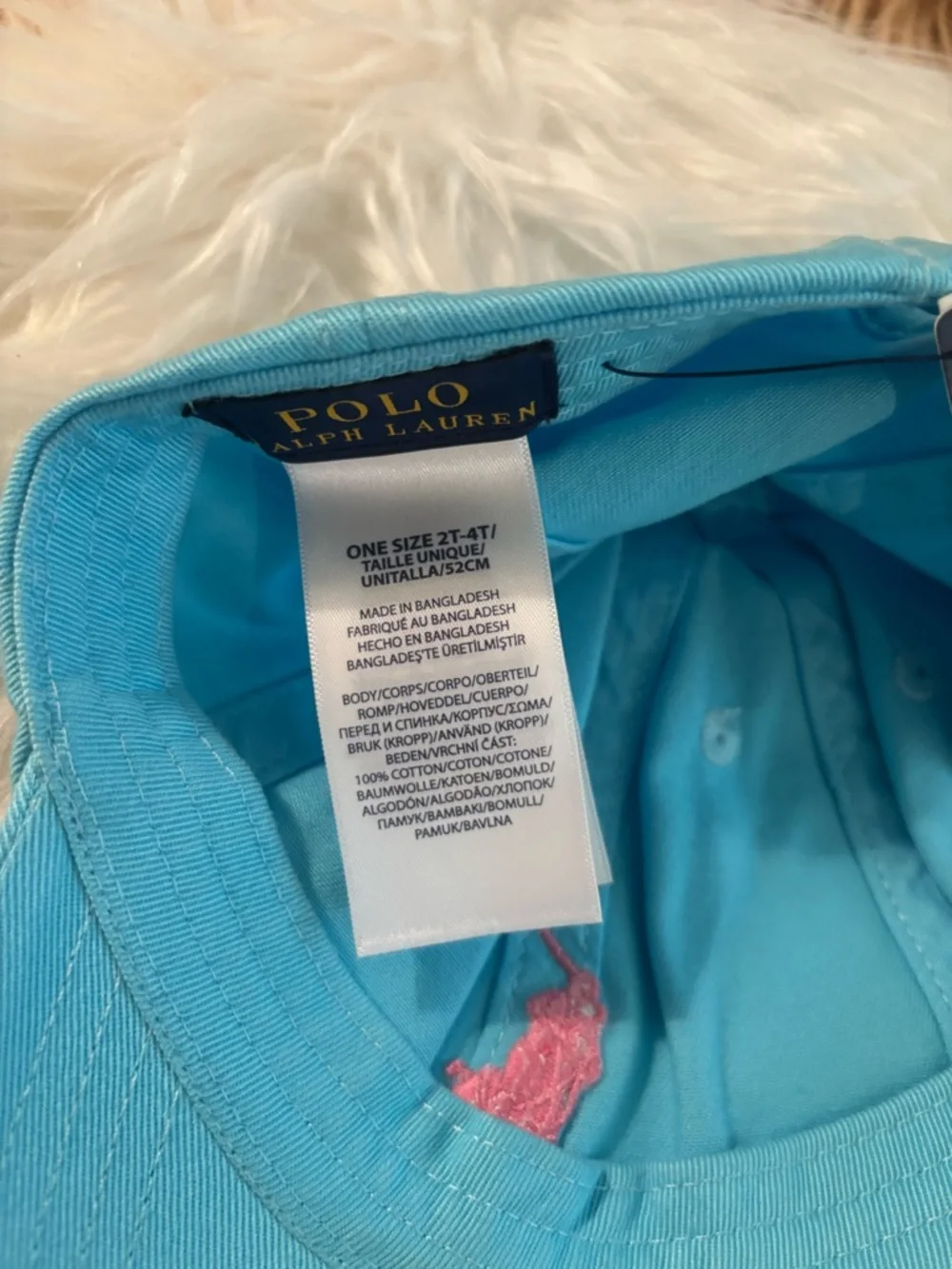 Ralph Lauren Light Blue Cap with Pink Polo Logo